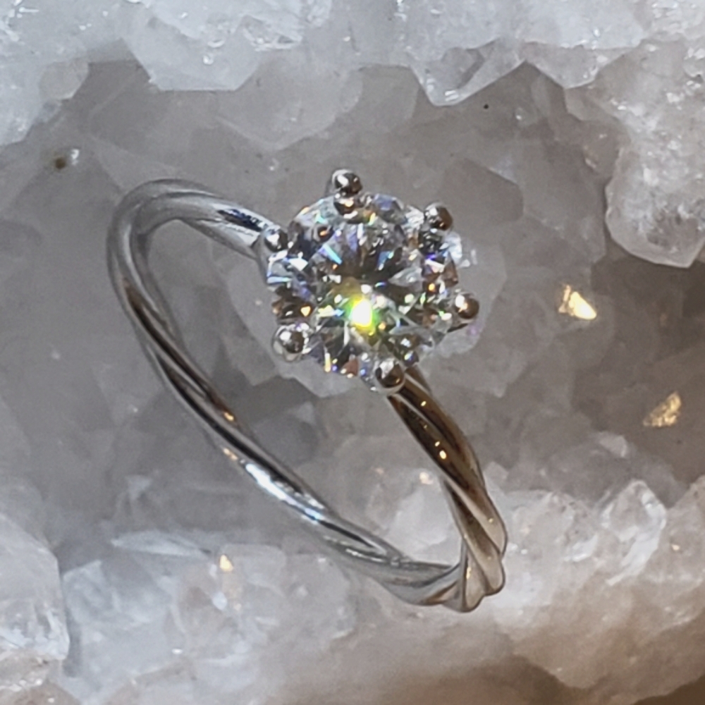 8, 1.2ct Moissanite Solitaire Ring 18K Gold on Sterling Silver with Certificate